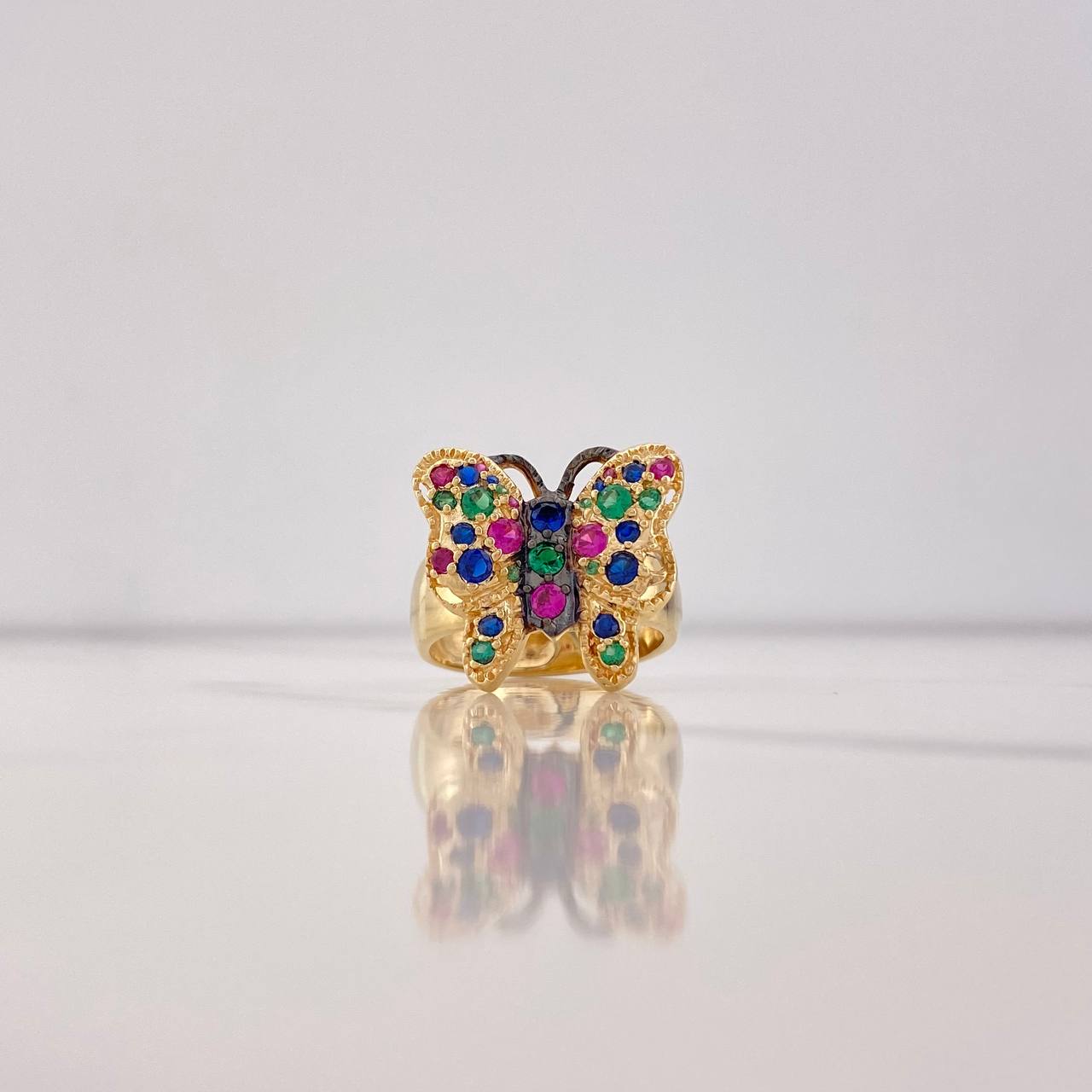 Anillo Mariposa 9.45gr / T7 1/2 / Circones Colores Oro Amarillo $