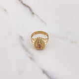 Anillo Virgen Guadalupe 6.7gr / T6 / Circones Blancos Verdes Fucsias Oro Amarillo &