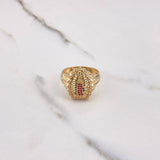 Anillo Virgen Guadalupe Silueta 7.3gr / T11 / Circones Blancos Verdes Fucsias Oro Amarillo $