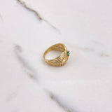 Anillo Entrelazado 3.05gr / T6 / Circones Blancos Verde Oro Amarillo $