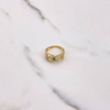 Anillo Entrelazado 3.05gr / T6 / Circones Blancos Verde Oro Amarillo $