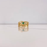 Anillo Entrelazado 3.05gr / T6 / Circones Blancos Verde Oro Amarillo $