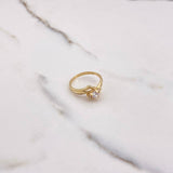 Anillo Solitario Ojo Vikingo 2.45gr / T7 1/2 / Circones Blancos Oro Amarillo $