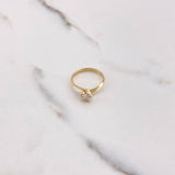 Anillo Solitario Linea Invertida 2.2gr / T5 / Circon Blanco Oro Amarillo $