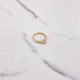 Anillo Solitario Barril 1.9gr / T5 3/4 / Circon Blanco Oro Amarillo $