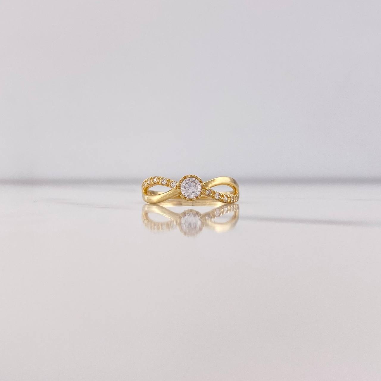 Anillo Solitario Infinito 2.15gr / T8 / Circones Blancos Oro Amarillo $