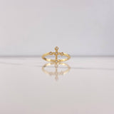 Anillo Cruz 1.75gr / T6 3/4 / Circones Blancos Oro Amarillo $