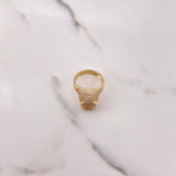 Anillo Hipopotamo 7.95gr / T8 1/4 / Circones Rosados Negros Oro Amarillo &