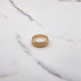 Anillo Argolla Panal 5.1gr / T7 1/2 / Circones Blancos Oro Amarillo &