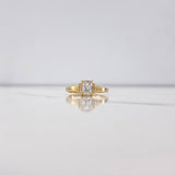 Anillo Solitario Rectangular 2.4gr / T6 3/4 / Circones Blancos Oro Amarillo &