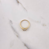 Anillo Solitario Rectangular 2.4gr / T6 3/4 / Circones Blancos Oro Amarillo &