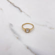 Anillo Solitario Rectangular 2.4gr / T6 3/4 / Circones Blancos Oro Amarillo &