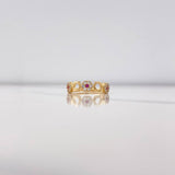 Anillo Hexagonos 2.55gr / T6 1/2 / Circones Blancos Fucsias Oro Amarillo &