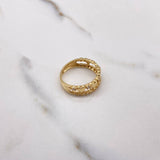 Anillo Corazones 2.65gr / T6 1/2 / Circones Blancos Oro Amarillo &