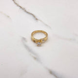 Anillo Solitario 4.2gr / T7 / Circones Blancos Oro Amarillo &