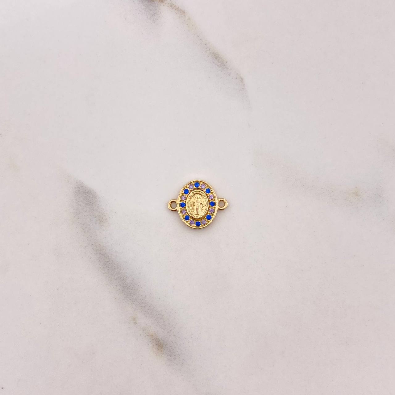 Herraje Virgen Milagrosa 0.65gr / 1.3cm / Circones Azules Oro Amarillo $