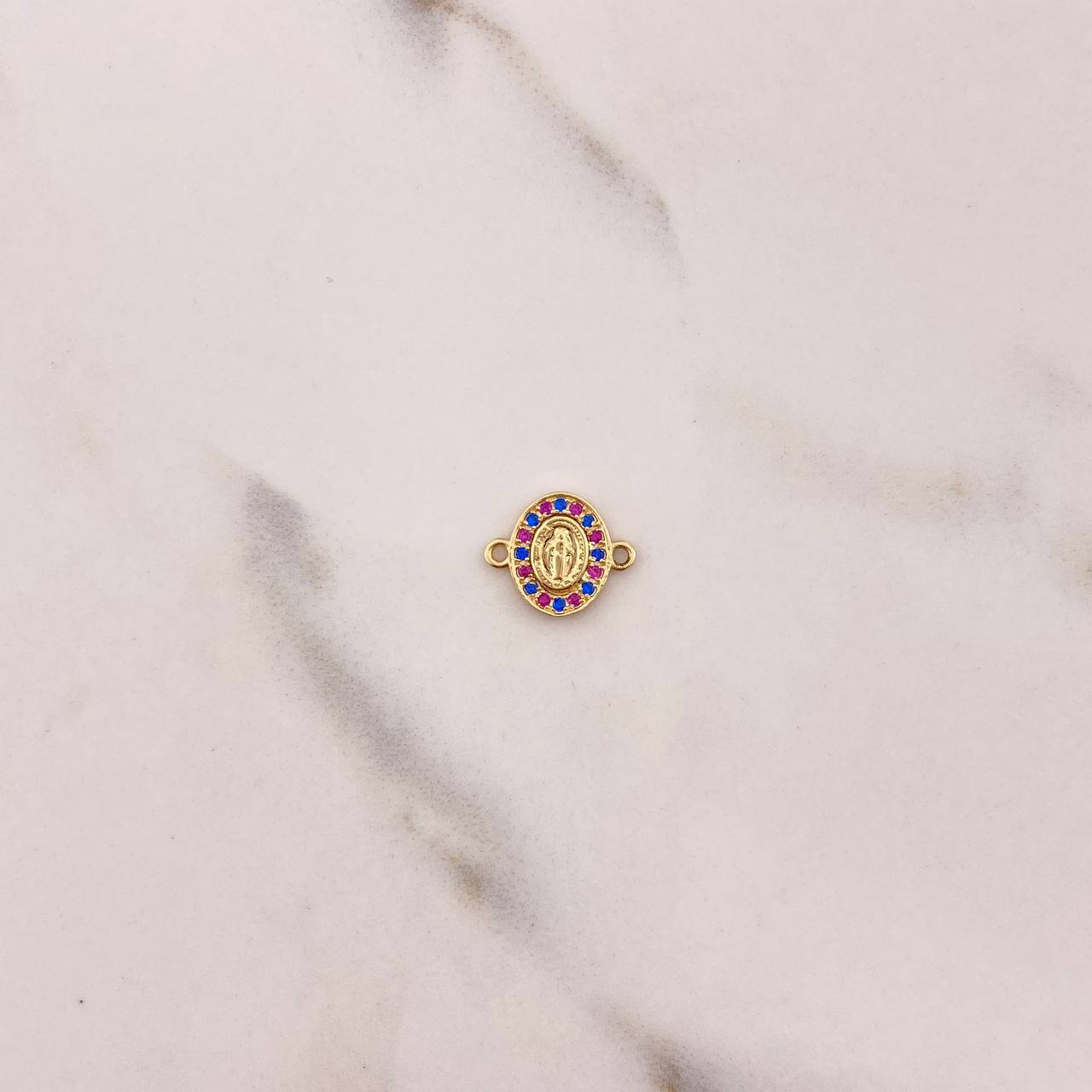 Herraje Virgen Milagrosa 0.65gr / 1.3cm / Circones Azules Fucsias Oro Amarillo $