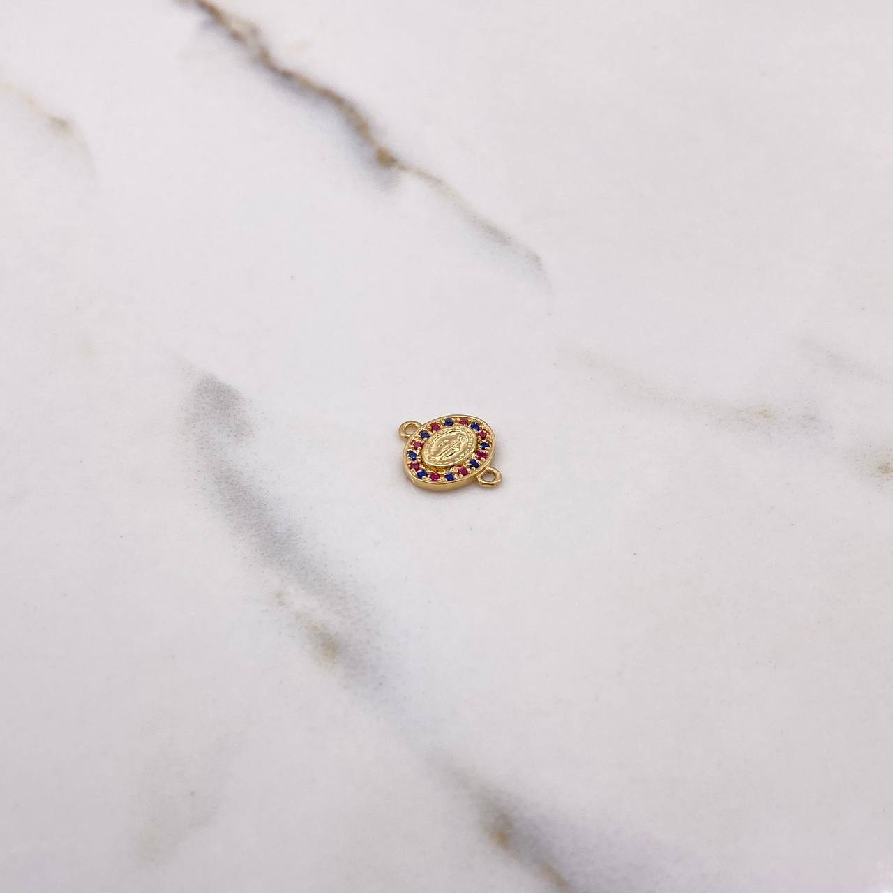 Herraje Virgen Milagrosa 0.65gr / 1.3cm / Circones Azules Fucsias Oro Amarillo $