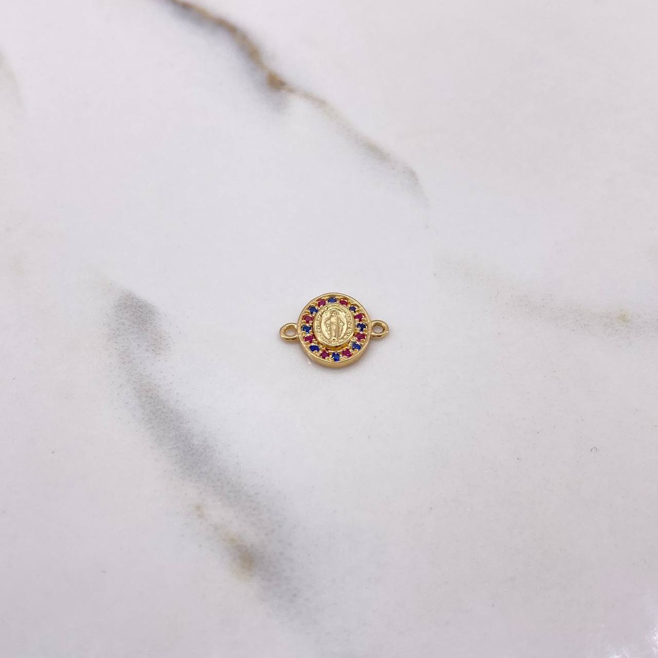 Herraje Virgen Milagrosa 0.65gr / 1.3cm / Circones Azules Fucsias Oro Amarillo $