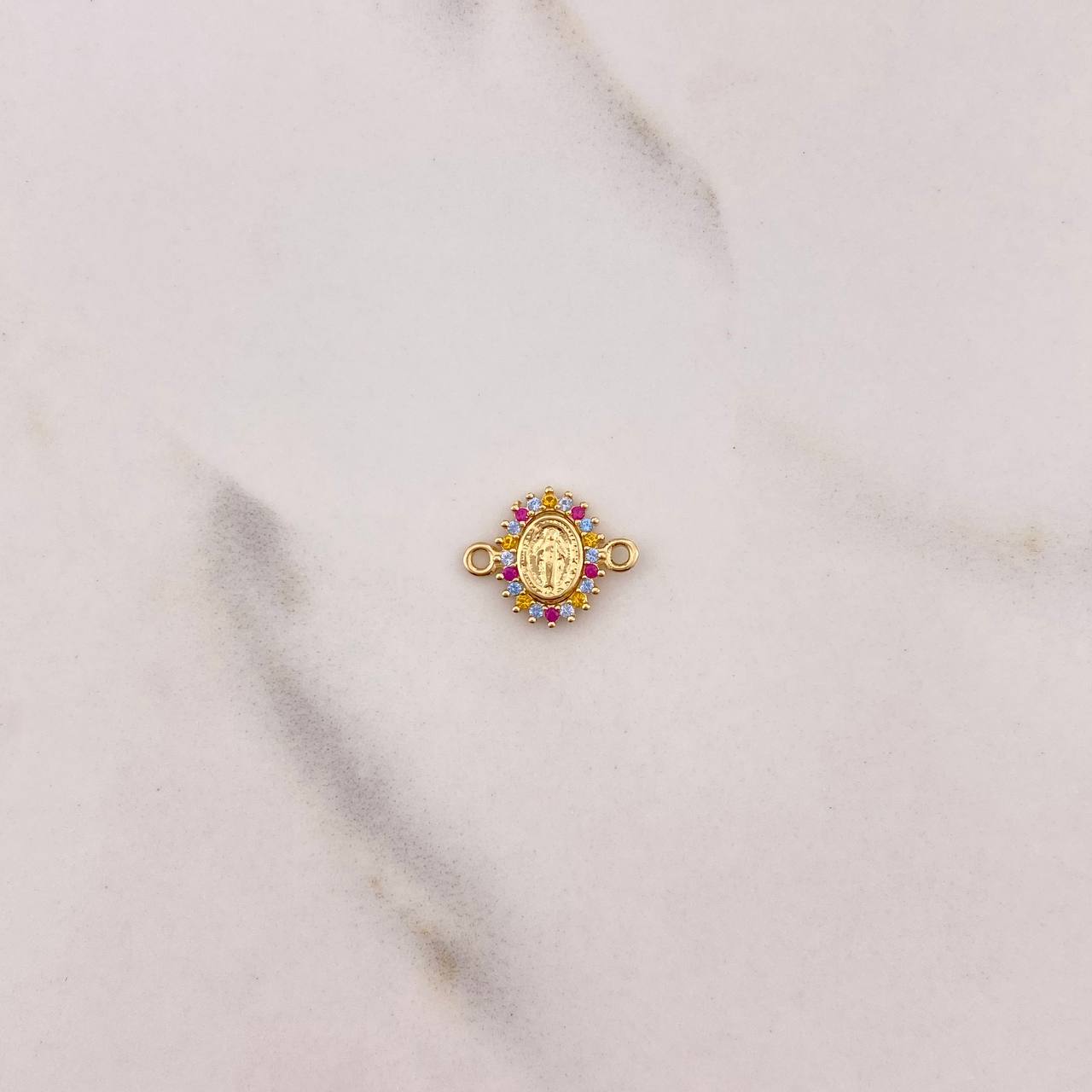 Herraje Virgen Milagrosa 0.45gr / 1.3cm / Circones Azules Fucsias Amarillos Oro Amarillo $