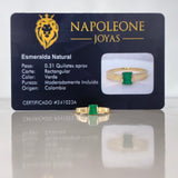 Anillo Solitario Rectangular 2.36gr / T5 1/2 / Esmeralda 0.31 Qts Oro Amarillo (Joya) &