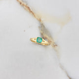 Anillo Solitario Cuadrado 2.84gr / T5 3/4 / Esmeralda 0.40 Qts Oro Amarillo (Joya) #