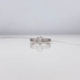 Anillo Solitario Pera 2.6gr / T6  / Diamante 0.40 Qts Oro Blanco (Joya) ©