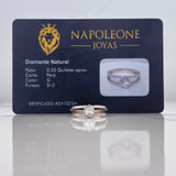 Anillo Solitario Pera Doble Linea 3.28gr / T6 1/2 / Diamante 0.35 Qts Oro Blanco (Joya) &