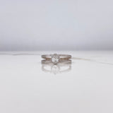 Anillo Solitario Pera Doble Linea 3.28gr / T6 1/2 / Diamante 0.35 Qts Oro Blanco (Joya) &