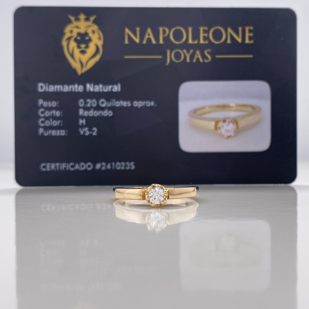 Anillo Solitario Flor 4.13gr / T6 1/4 / Curvo Diamante 0.20 Qts Oro Amarillo (Joya) ©