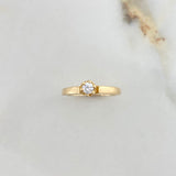 Anillo Solitario Flor 4.13gr / T6 1/4 / Curvo Diamante 0.20 Qts Oro Amarillo (Joya) ©