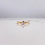 Anillo Solitario Flor 4.13gr / T6 1/4 / Curvo Diamante 0.20 Qts Oro Amarillo (Joya) ©