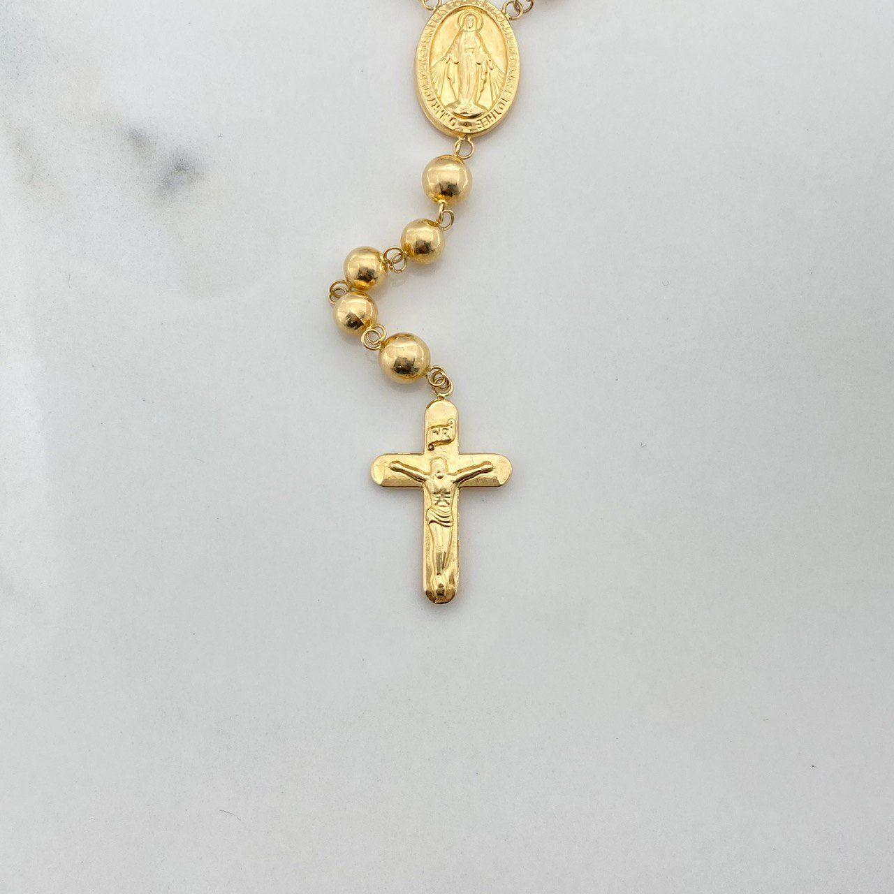 Rosario Virgen Milagrosa 17.55gr / 65cm / 6mm-7mm Bolas Lisas Oro Amarillo $