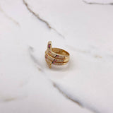 Anillo Serpiente 11.95gr / T8 1/4 / Circones Blancos Negros Fucsias Oro Amarillo $