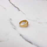 Anillo Sello Corona 3.65gr / T4 3/4 / Circones Blancos Oro Amarillo $