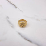 Anillo Sello Corona 3.65gr / T4 3/4 / Circones Blancos Oro Amarillo $