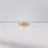 Anillo Corazon 0.9gr / T8 1/4 / Circon Rosado Oro Amarillo $