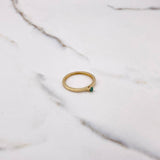 Anillo Solitario Redondo 1.95gr / T8 1/2 / Esmeralda 20 Qts Oro Amarillo (Joya) &