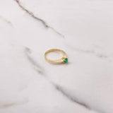 Anillo Solitario Redondo 1.7gr / T5 3/4 / Esmeralda 35 Qts Oro Amarillo (Joya) &