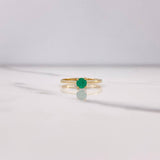 Anillo Solitario Redondo 1.7gr / T5 3/4 / Esmeralda 35 Qts Oro Amarillo (Joya) &