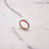 Anillo Tenis 2.55gr / T7 / Circones Fucsias Oro Amarillo $