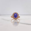 Anillo Halo Ovalado 3.8gr / T7 / Diamante 45pts - Amatista 2.80 Qts Oro Rosa (Joya) $