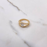 Anillo Corona RX Laso 4.4gr / T7 3/4 / Circones Blancos Dos Oros Amarillo Blanco &