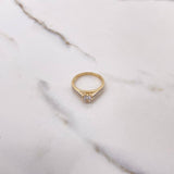 Anillo Solitario Puente 2.4gr / T7 / Circones Blancos Dos Oros Amarillo Blanco &