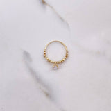 Anillo Solitario 1.2gr / T5  / Corazones Circones Blancos Oro Amarillo &