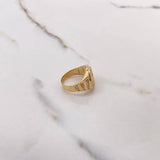 Anillo Corona RX 5.85gr / T6 1/2 / Circones Blancos Oro Amarillo &