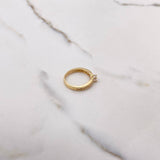 Anillo Solitario Churumbela 3.3gr / T7 3/4 / Circones Blancos Oro Amarillo &