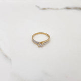 Anillo Linea Invertida 1.9gr / T6 3/4 / Solitario Circones Blancos Dos Oros Amarillo Blanco $