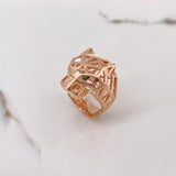 Anillo Pantera Filigrana 13.3gr / T10 1/4 / Circones Verdes Oro Rosa $