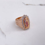 Anillo Virgen Guadalupe 11.7gr / T10 3/4 / Circones Blancos Azules Fucsias Oro Rosa $